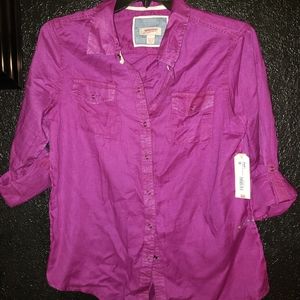 Purple button down blouse